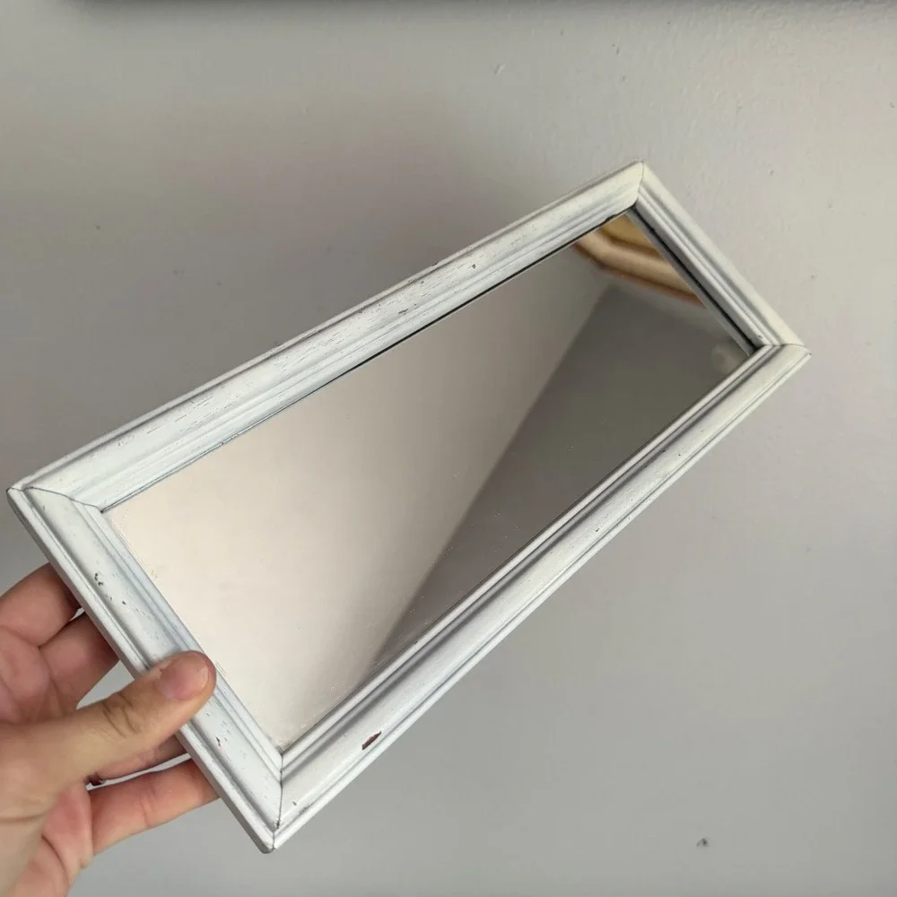 Vintage Distressed White Wood‎ Framed Wall Mirror Rectangular Farmhouse Decor